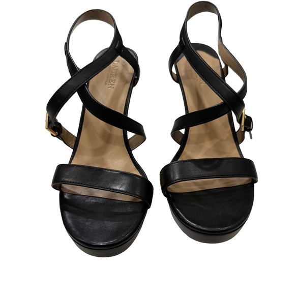 Lauren Ralph Lauren Kerri Leather Strappy Sandals Shoes Black Size 8 New $175 - Picture 3 of 13